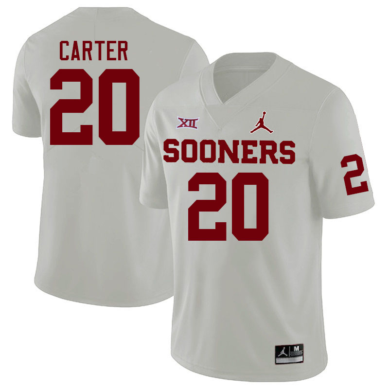 Men #20 Lewis Carter Oklahoma Sooners College Football Jerseys Stitched Sale-White